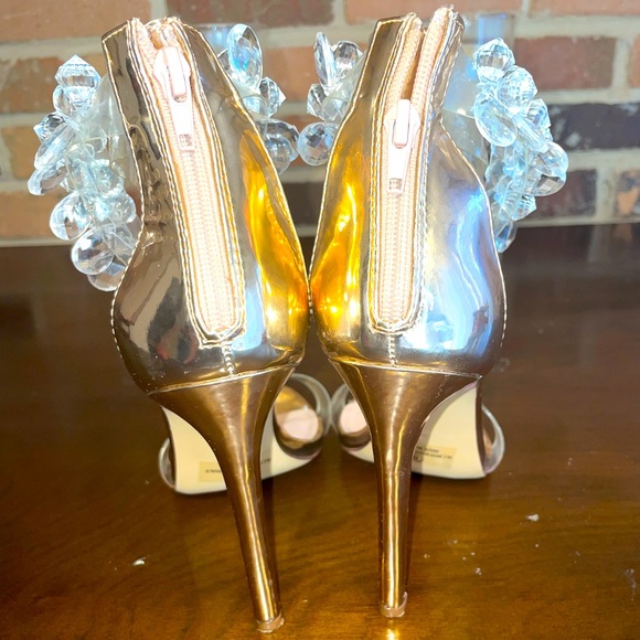 💎💎Olivia Ferragamo Rose Gold Heel Crystal Embellishments & Clear Straps Sz 8💎 - Picture 8 of 11
